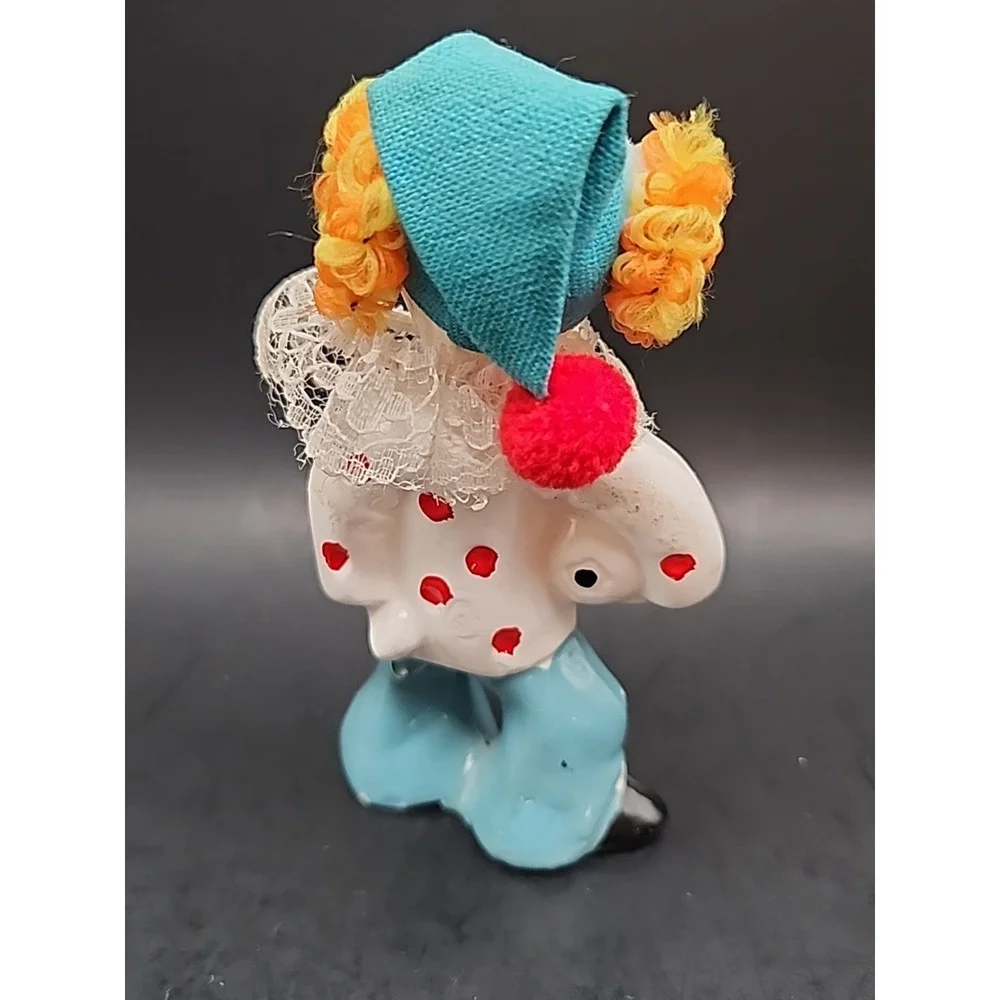 Vintage Porcelain Circus Soccer Clown Decorative Hair & Felt Hat‎ 4.75
